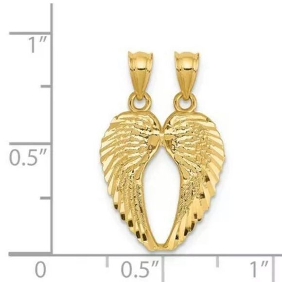 REAL Gold Matching Angel Wing Pendants Gift Set - Picture 2 of 2